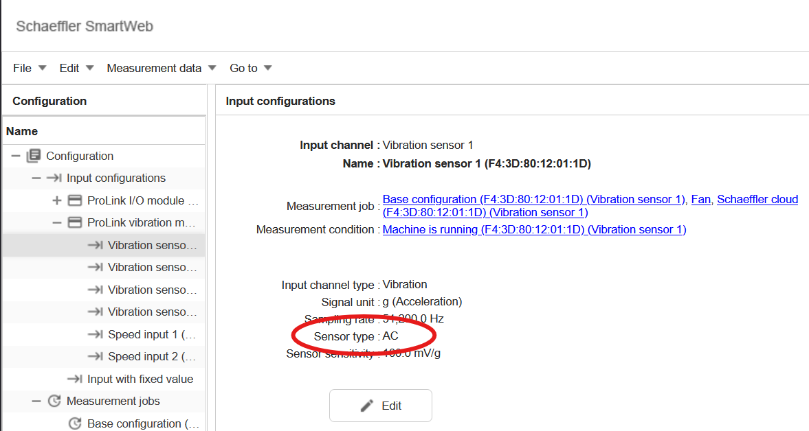 Sensor input settings