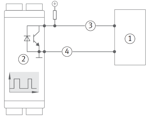 Connection diagram for an open collector output
