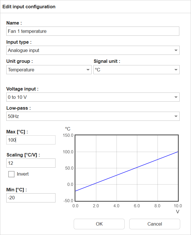 Vibration module analogue input